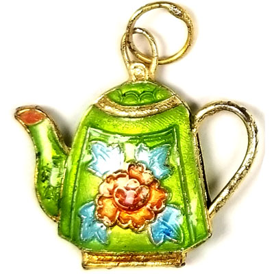 ENAMEL TEAPOT(B) 27X28MM APPLE GREEN